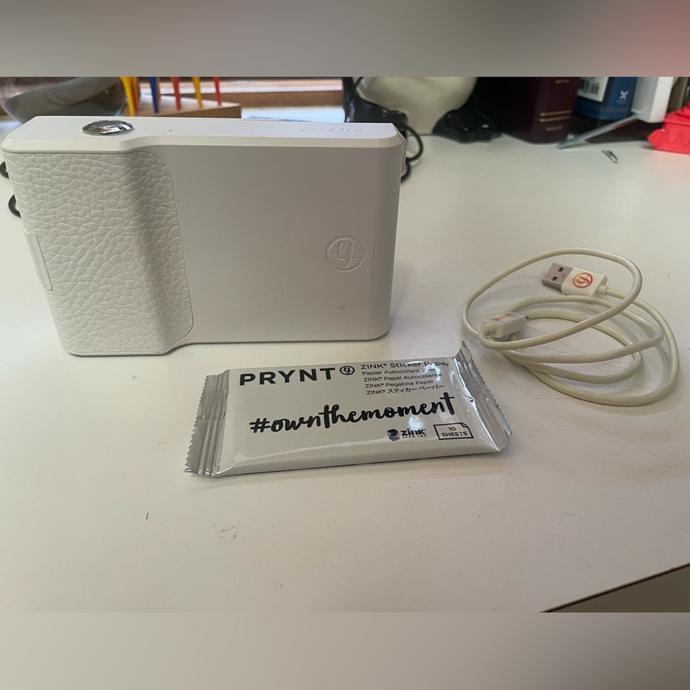 Prynt Photo Printer for iPhone 6S/6 White and Pack of 10 Photo Sticker Printer